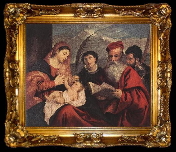 framed  TIZIANO Vecellio Mary with the Child and Saints rt, ta009-2